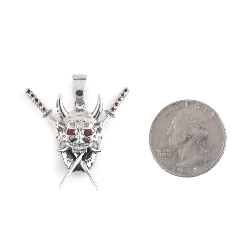 Garnet Oni Pendant (.925 Sterling Silver)
