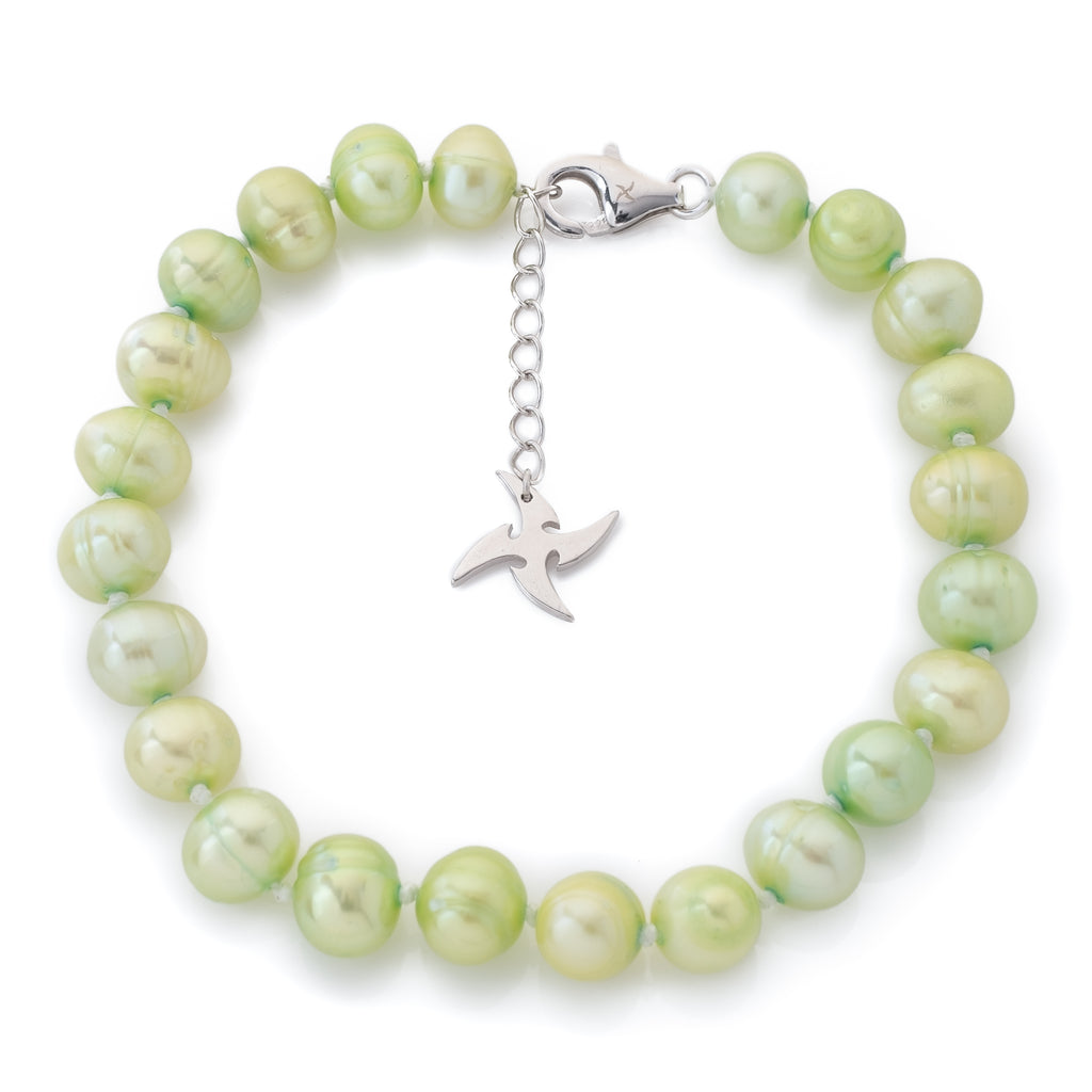 6-7mm Slime Green Pearl Bracelet